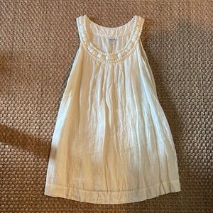 SOLD 120% Lino linen dress with jeweled collar. Flowy summer dress.
